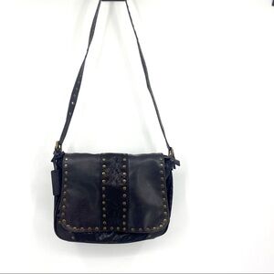 Aqua Madonna dark brown studded leather crossbody
